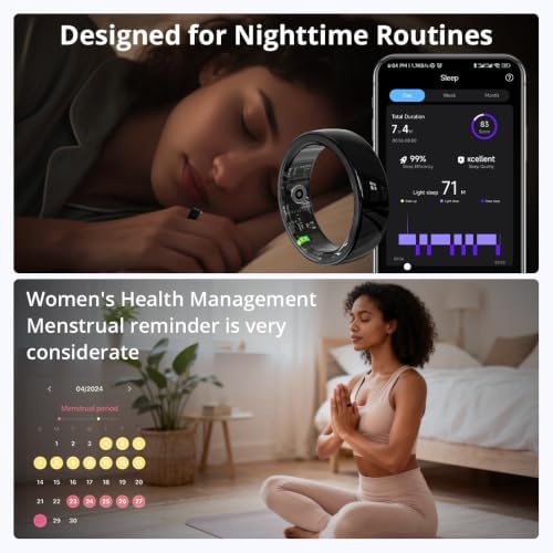 Smart Ring for Women, Health Tracker & 5ATM, COLMI R02.(Black Ceramic, 10#) - Image 3