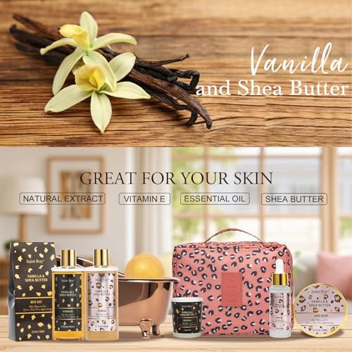 Warm Vanilla Spa Gifts for Women, Spa Bath & Body Gift Basket Skin Care Kit - Image 6