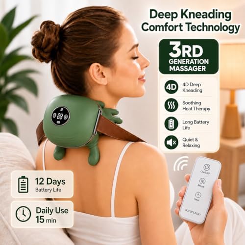 2026 Upgraded Neck Back Shoulder Massager with Heat and Remote Control, Massagers for Neck and Back Pain Relief, 4D Kneading Massager, Cordless Neck Massager - Image 3