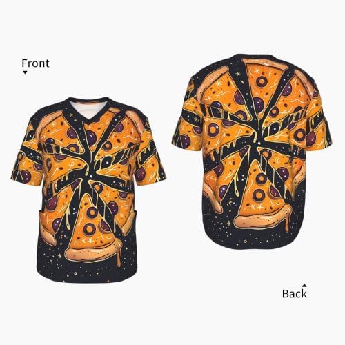 Men's Scrub Top,V-Neck Spill Wrinkle Resistant,3 Pockets-Pizza Fun Pattern (2) - Image 4