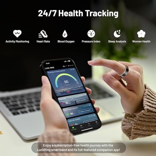 Smart Ring for Women & Men, IP68 Health Fitness Tracker (Pink, 6) - Image 2