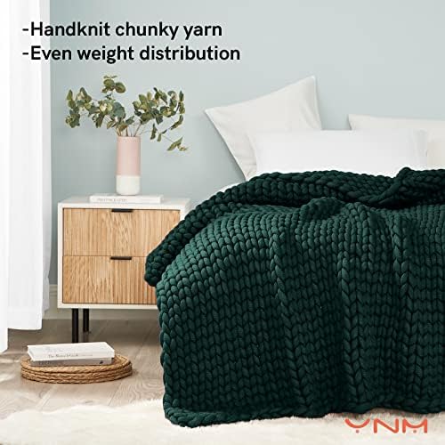 YnM Knitted Weighted Blanket, Handmade Chunky Knitted Design, Soft and Cozy, Temperature Regulating and Breathable, Machine Washable Throw for Sleep or Home Decor (Pacific Green, 60x80 Inch, 20lbs) - Image 2