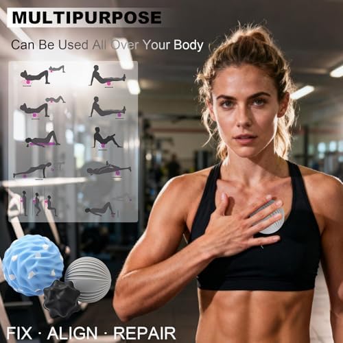 HODEMI Spiky Massage Ball Set, 3 Pack Spiky Ball, Ribbed Massage Ball & Trigger Point Ball for Deep Tissue Massage and Myofascial Release for Back, Neck, Hip, Shoulder and Foot with Mesh Bag - Image 6