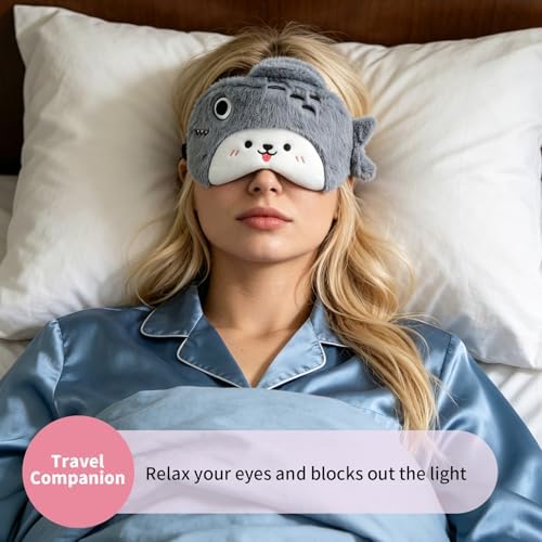 PERFECTSIGHT Sleep Eye Masks, Cute Sleep Eye Cover Lightweight Adjustable Eyeshade Mask Cover for Women Men Sleep Travel Nap, Gray Fish - Image 2