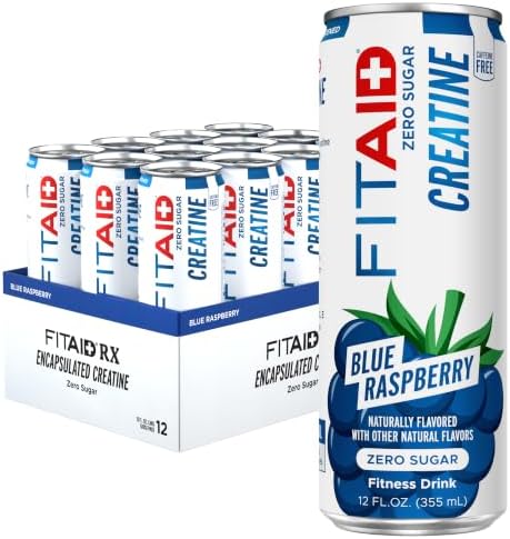 FITAID Creatine Recovery Drink, Zero Sugar, Blue Raspberry, 12pk by LIFEAID
