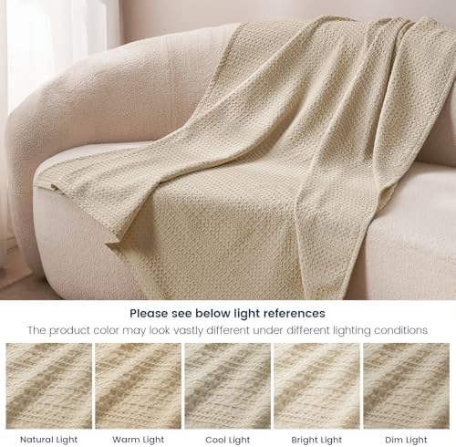 PHF Lightweight Waffle Weave Blanket King Size 104"x 90", Soft Woven Summer Blanket for Hot Sleepers - Aesthetic Home Decor for Couch Bed Sofa, Pet Friendly, Khaki - Image 5