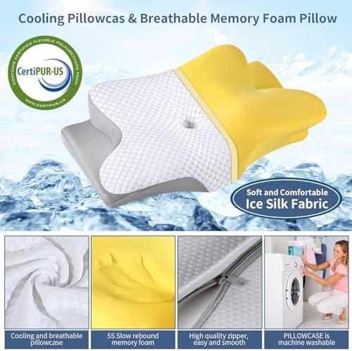 Cervical Pillow for Neck Pain Relief, Ergonomic Neck Pillow for Sleeping, Contour Side Sleeper Pillow for Neck Support, Orthopedic Cooling Memory Foam Pillows for Back Stomach Sleepers (White) - Image 2