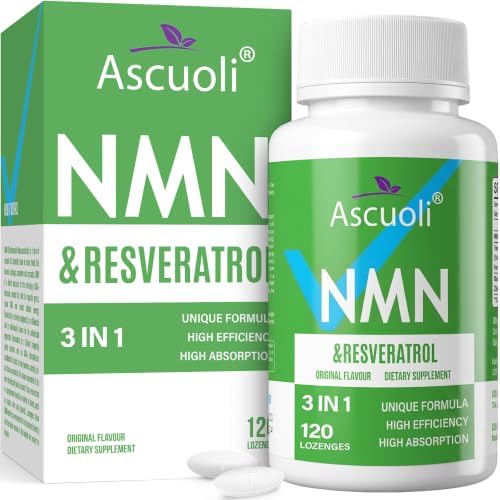 Sublingual NMN Resveratrol Supplement 950mg, 120 Lozenges (120-Day Supply) by Ascuoli