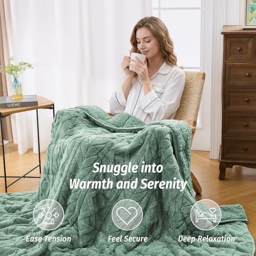 Wemore Soft Weighted Blanket for Adults 60" x 80" 12 lbs Queen Sage Green - Image 5