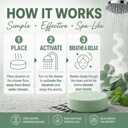 Dermasuri Shower Steamers Aromatherapy, Eucalyptus Mint Shower Tablets - Image 3