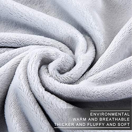 Polar Fleece Blankets Queen Size for The Bed Extra Soft Brush Fabric Super Warm Sofa Blanket 90" x 90"(Light Gray Queen) - Image 5