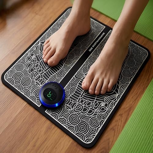 ACROSS EMS Foot Massager Mat TENS & PMS Foot Stimulator – Electric Muscle Stimulator, Adjustable Intensity, Lightweight Design for Home, Travel, and Office Use by ACROSS