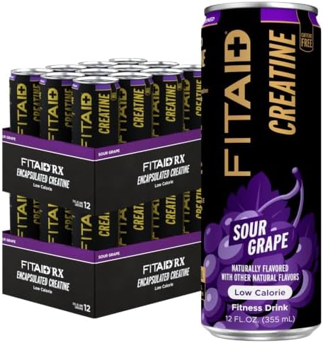 FITAID Creatine Recovery Drink, Sour Grape, 12 fl oz (24-Pack) by LIFEAID