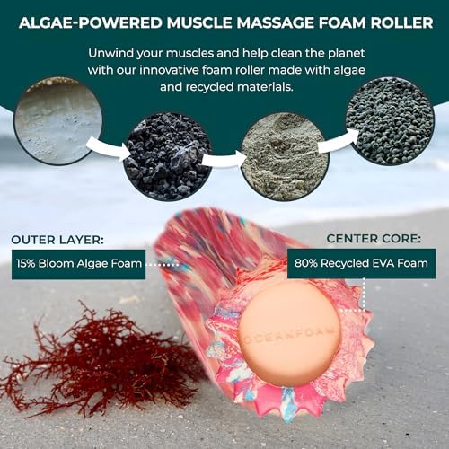 Oceanfoam Ripple Travel Foam Roller (11" x 3.35") Firm Mini Foam Roller for Physical Therapy, Deep Tissue Massage, Back Pain - High Density, Ergonomic Wave Textured - Yoga, Exercise (Cotton Candy) - Image 6
