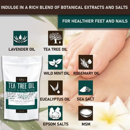 Tea Tree Oil Foot Soak - Pedicure Supplies with Epsom Salts and Lavender - Athletes Foot Treatment for Cracked and Dry Feet - Stubborn Foot Odor - Softens Calluses - 16 Oz - Image 3