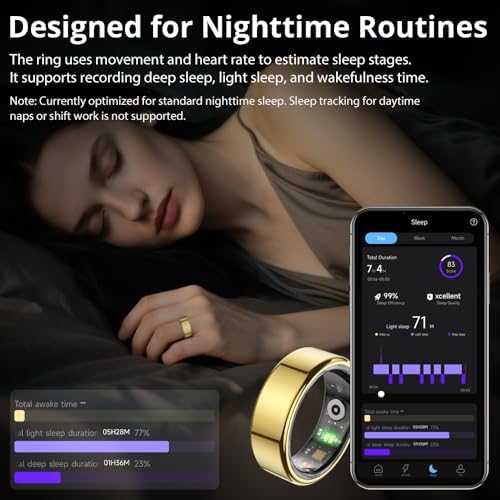 Smart Ring for Women, Health Tracker & 5ATM, COLMI R02. (Gold, 7#) - Image 3