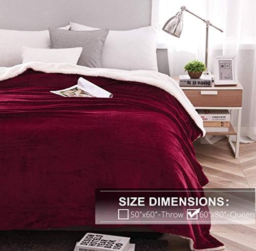 NANPIPER Sherpa Blanket Twin Thick Warm Blanket for Winter, Super Soft Fuzzy Flannel Fleece/Wool Like Reversible Velvet Plush (Wine Red, Twin Size 60"x80") - Image 2