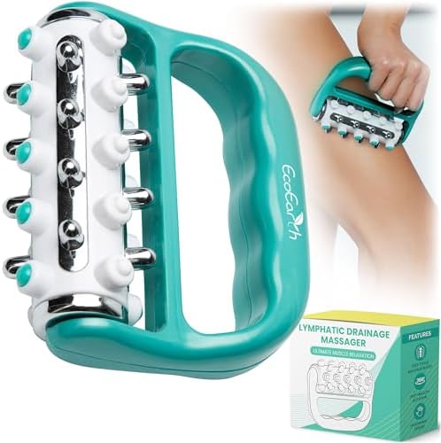EcoEarth - Myofascial Release Cellulite Massager - Green - Lymphatic Drainage Massage Roller - Handheld Deep Tissue Massage Therapy Tool for Men and Women - Reduce Appearance of Cellulite by EcoEarth
