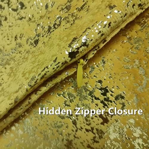 Deeprove 12 x 20 Throw Pillow Cover, Both Sides Metallic Sparkle Gold Foil Print, Fall Season Decor Soft Velvet Hidden Zipper Closure Accent Pillow Cushion Case for Lumbar, Oblong 1 Pack, Gold Yellow - Image 2
