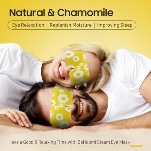 BeHoomi Steam Eye Mask, 10Packs Heated Eye Mask, Self Heating Disposable SPA Warm Compress for Eyes Sleep Mask, Travel Essentials & Relaxation Gifts for Women (Chamomile Scent) - Image 2