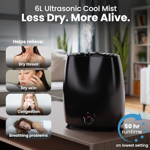 Everlasting Comfort 6L Humidifiers for Bedroom, Quiet 50HR Runtime No-Filter Supersized Cool Mist Humidifier Large Room for Whole House, Plants, Baby Nursery, Allergies, Dry Skin, Congestion, Indoor - Image 2