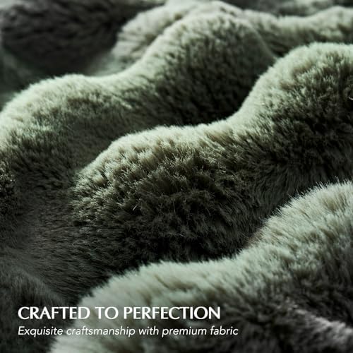 EverGrace Faux Rabbit Fur Bubble Throw Blanket, 50"x60", Green - Image 4