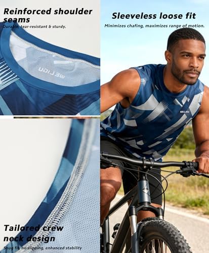 Men's Sleeveless Swim Shirts Quick Dry Moisture Wicking Gym Shirts Breathable Workout & Beach - Image 3