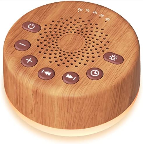 Easysleep Sound White Noise Machine with 25 Soothing Sounds and Night Lights with Memory Function 32 Levels of Volume and 5 Sleep Timer Powered by AC or USB for Sleeping Relaxation (Wood) by Easysleep