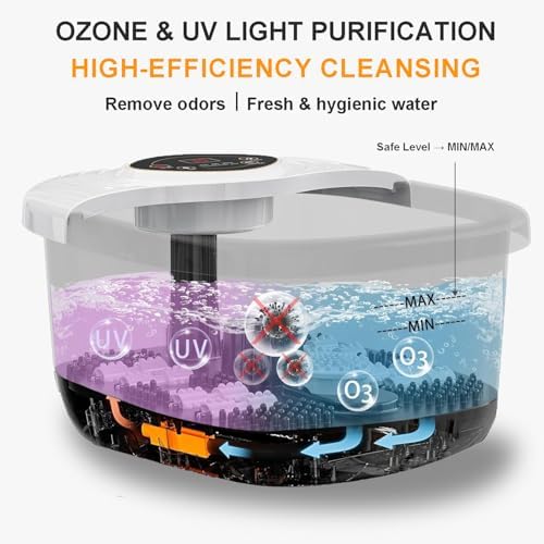 Foot Spa Bath Massager with Heat, UV Ozone & Oxygen Bubbles, Shiatsu Rollers Epsom Salt Temperature Control, Relieves Stress and Feet Pain - Home Pedicure Soaking Tub Gift for Women/Men - Image 5
