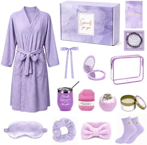 gisgfim 14 Pcs Birthday Gifts for Women, Relaxing SPA Robe Sets (Purple) by gisgfim