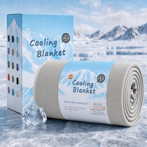 Topcee Cooling Blanket for Night Sweats Absorbs Heat to Keep Adults, Children Cool on Warm Nights, Q-Max 0.5 Cooling Blankets for Hot Sleepers, Ultra-Cool Lightweight Sofa Throw Blanket (50"x70") by Topcee%E2%80%94ForYourGoodSleep