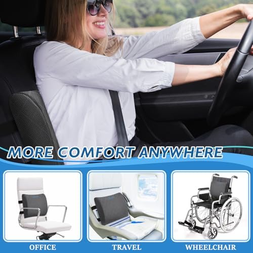 Lumbar Support Pillow for Office Chair, Back Support, Memory Foam, Grey - Image 6