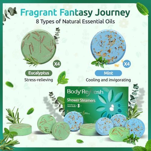 Shower Steamers Aromatherapy - 8 Pack Shower Bombs with Natural Essential Oils, Birthday Gifts for Women Self Care Relaxation Home SPA Stress Relief Eucalyptus for Shower, Gifts for Women Her Mom - Image 3