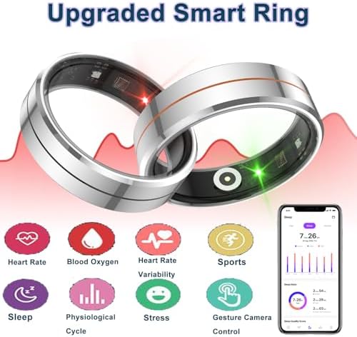 Smart Ring for Women & Men, Health Tracker with Blood Oxygen Monitor, Heart Rate & Sleep Monitor, 5-7 Days Battery, Waterproof Fitness Ring Size #11 - Image 3