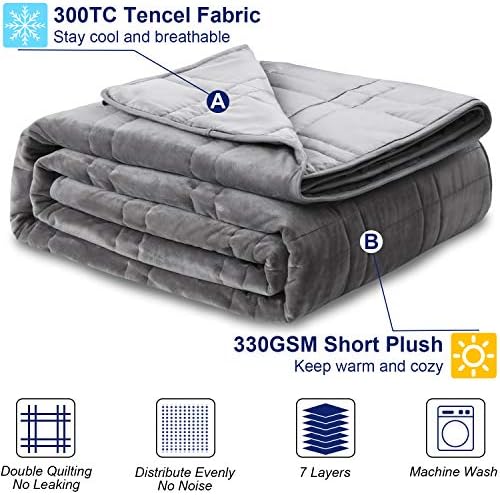 OMYSTYLE 80''x87'' Weighted Blanket Queen Size for Adult(20lb, Reversible), Double-Sided with Warm Short Plush and Cool Tencel Fabric - Carry Bag Included - Image 2