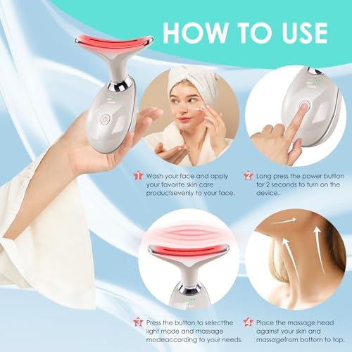 Facial Massager Red-Light-Therapy-for-Face and Neck, Face  culpting Wand with 7 Color (Champagne) - Image 4