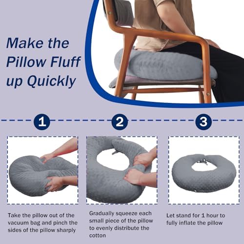 BBL Pillow After Surgery for Butt Sleeping, Brazilian Butt Lift Pillow Post Surgery Recovery for Sitting Sleeping Driving Donut Pillow for Woman Lumbar Back Cushion Seat Foam (Grey) - Image 7