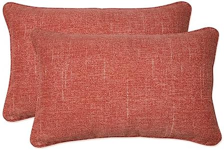 Pillow Perfect Tory Solid Indoor/Outdoor Lumbar Pillow Plush Fill, Weather and Fade Resistant, Lumbar - 11.5" x 18.5",, Orange, 2 Count by PillowPerfect