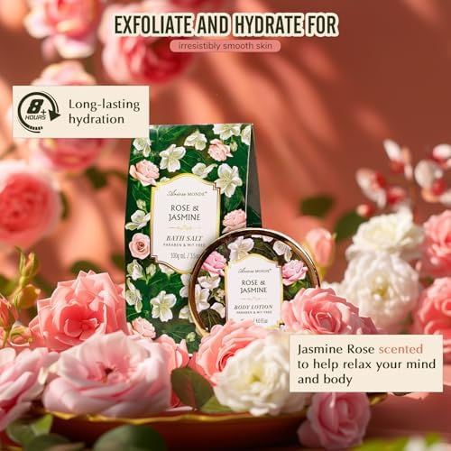 Gift Basket for Women, 8pcs Rose Jasmine Home Spa Self Care Gifts for Women - Image 5
