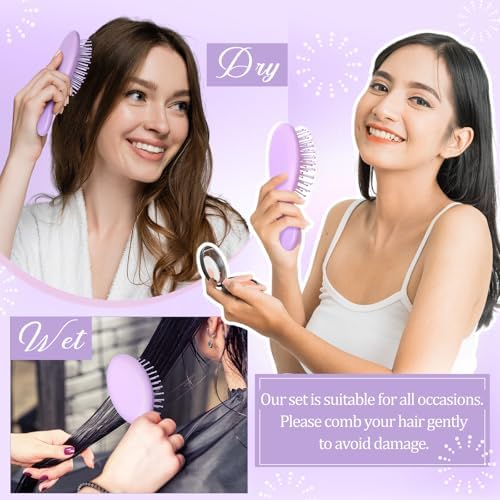 60 Pcs Purple Mini Hair Brushes Bulk for Women Spa Party Favors Soft Bristles Adds Shine Scalp Massage and Detangling Travel Hair Combing for Homeless Team Gifts - Image 6