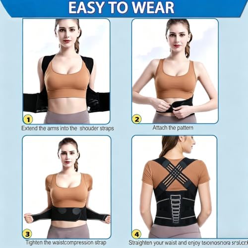 Back Posture Corrector for Kyphosis and Scoliosis, Adjustable Spine Straightener Brace, M Size, Youth, Unisex, Black - Image 6