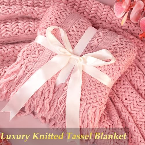 Gift Basket for Women, Self Care Set with Knitted Throw - Care Pkg - Pink - Image 5