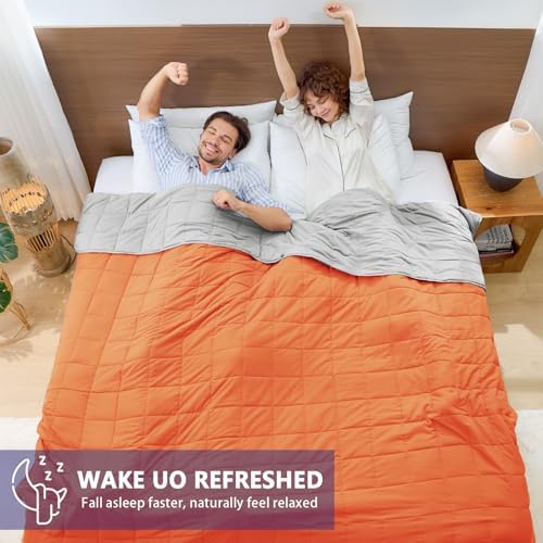 King Size Weighted Blanket for Adults (20 lbs, 80” x 87”, Orange) Cooling Heavy Blanket for Sleeping Perfect for 190-210 lbs, Breathable Blanket for Adults & Couple All Season, Machine Washable - Image 6