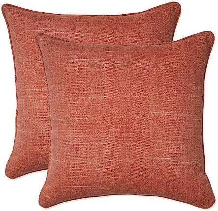 Pillow Perfect Tory Solid Indoor/Outdoor Small Throw Pillow Plush Fill, Weather and Fade Resistant, Small Throw - 16.5" x 16.5", Orange, 2 Count by PillowPerfect
