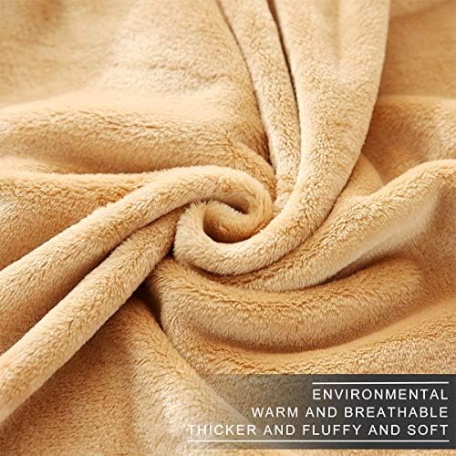 Polar Fleece Throw Blankets Travel Size for The Bed Extra Soft Brush Fabric Super Warm Sofa Throw Blanket 50" x 61"(Camel Travel) - Image 5