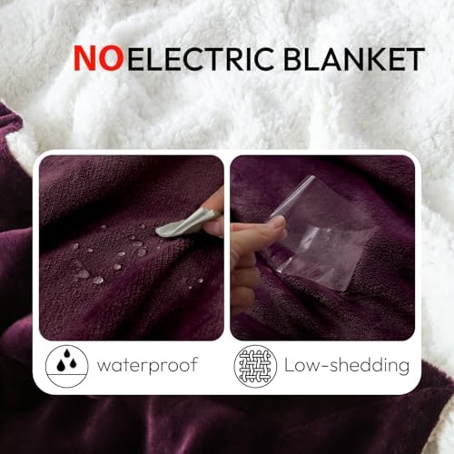 NANPIPER Sherpa Blanket, Super Soft Fuzzy Flannel Fleece/Wool Like Reversible Velvet Plush Couch Blanket, Lightweight Warm Blankets for Winter (Throw Size 50"x60", Purple) - Image 4