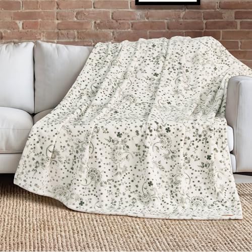 Lucky Brand 50" x 70" Plush Throw Blanket, Bandana White Blanket for Sofa or Bed by LuckyBrand