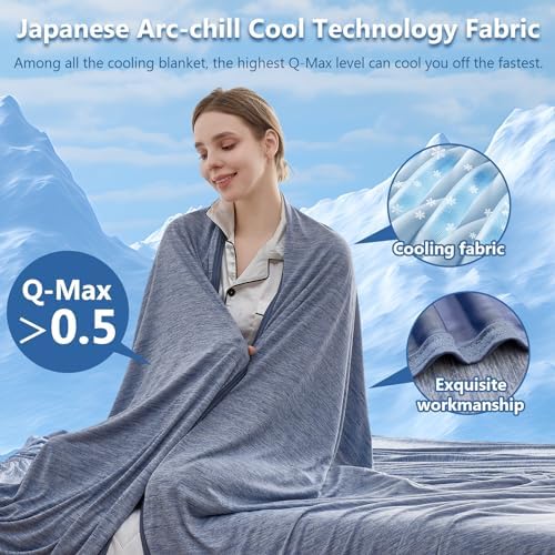 CHOSHOME Cooling Blanket for Hot Sleepers - Summer Blanket Thin Soft Lightweight Breathable Double Side Enhanced Cooling for Hot Flashes, Night Sweats, Bed, Couch (Blue, 96 x 102 inches) - Image 3