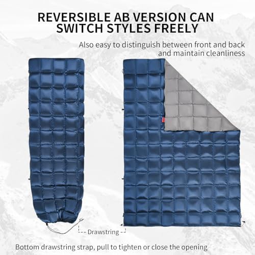 Down Camping Blanket - Lightweight, Packable, Warm & Puffy Outdoor Travel Quilt for Sleep, Hiking, Backpacking, Stadium, Festivals, Water-Resistant Sleeping Bag 55"x79" - Image 6