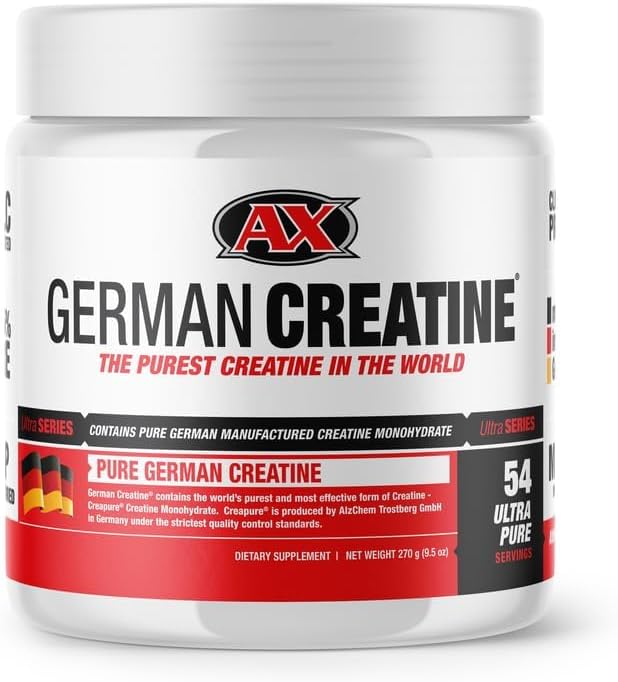 German Creatine Micronized Creatine Monohydrate Powder for Strength, 270g by AxciteGermanCreatine
